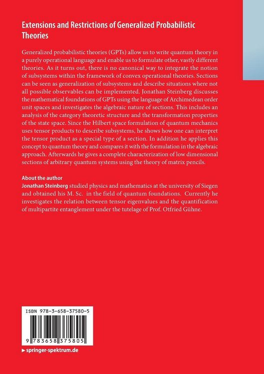 Produktbild: Extensions and Restrictions of Generalized Probabilistic Theories