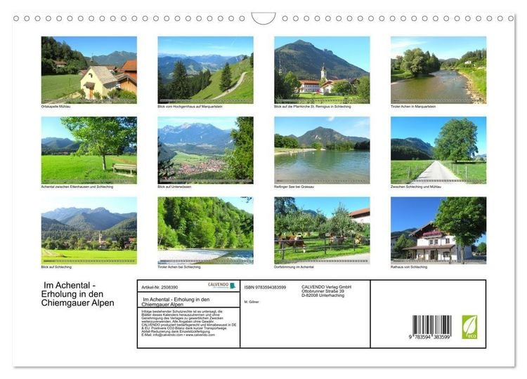 Produktbild: Im Achental - Erholung in den Chiemgauer Alpen (Wandkalender 2027 DIN A3 quer), CALVENDO Monatskalender