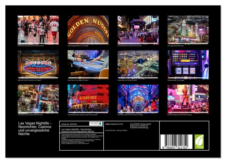 Produktbild: Las Vegas Nightlife - Neonlichter, Casinos und unvergessliche N&auml;chte (Wandkalender 2026 DIN A4 quer), CALVENDO Monatskalender