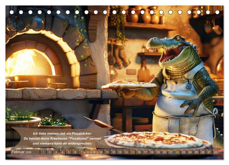 Produktbild: Tierisch lustige Pizzab&auml;cker (Tischkalender 2026 DIN A5 quer), CALVENDO Monatskalender