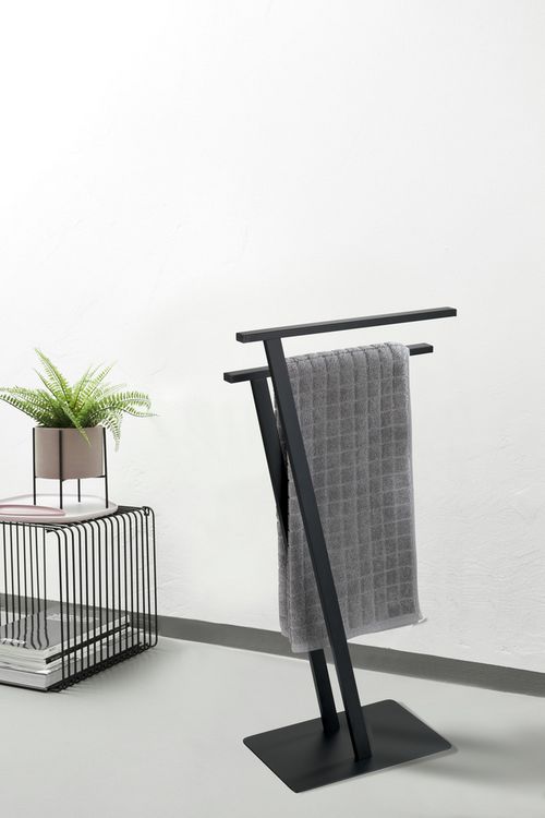 Produktbild: Handtuchst&auml;nder Mod. Lirio Schwarz matt, mit 2 Handtuchstangen