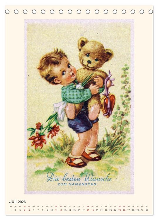 Produktbild: Erste Liebe - Teddyb&auml;ren auf alten Ansichtskarten (Tischkalender 2026 DIN A5 hoch), CALVENDO Monatskalender