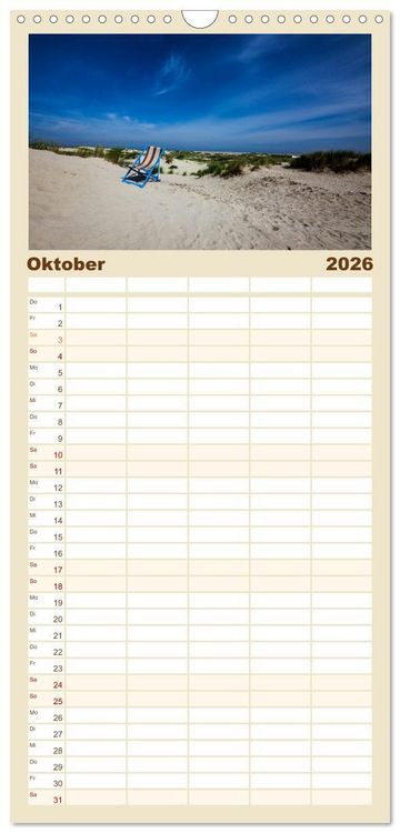Produktbild: Familienplaner 2026 - Borkum - Inselblicke mit 5 Spalten (Wandkalender, 21 x 45 cm) CALVENDO