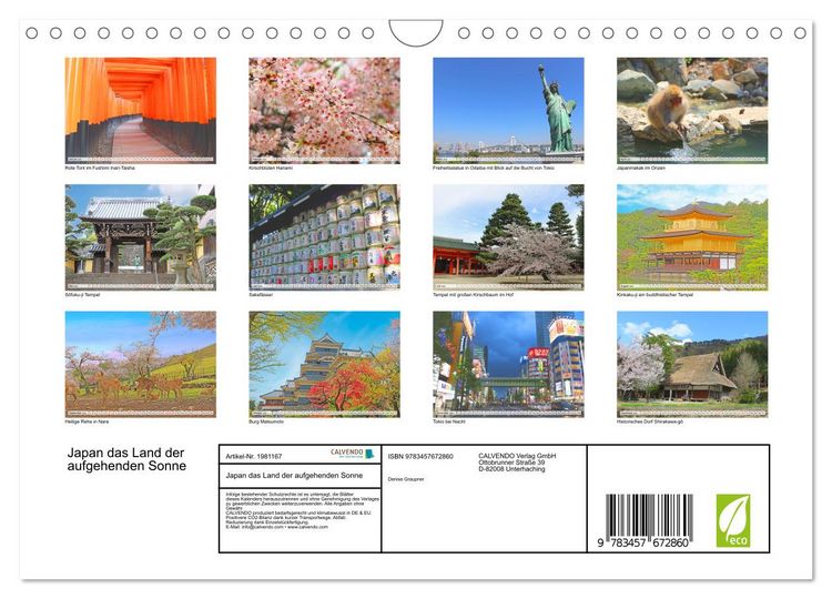 Produktbild: Japan das Land der aufgehenden Sonne (Wandkalender 2026 DIN A4 quer), CALVENDO Monatskalender