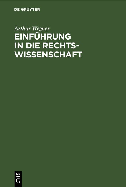 Produktbild: Einf&uuml;hrung in die Rechtswissenschaft