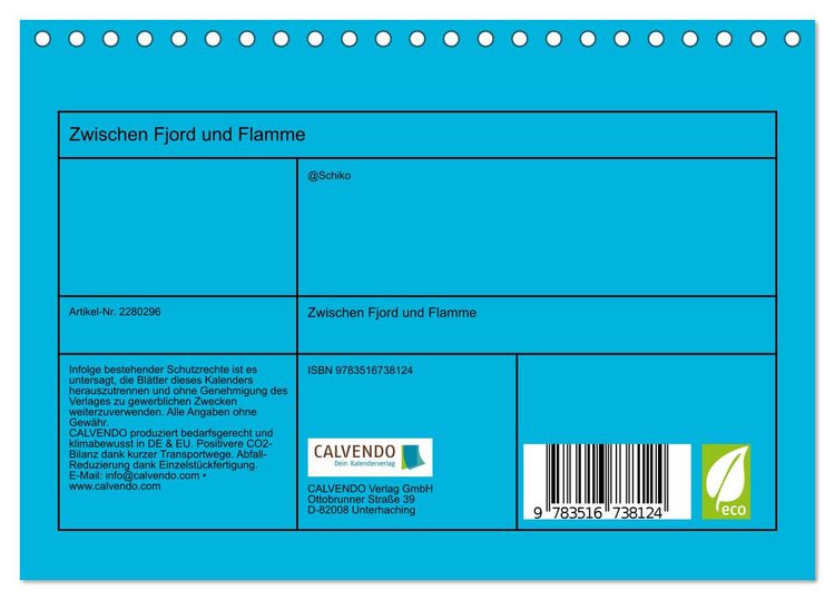 Produktbild: Zwischen Fjord und Flamme (Tischkalender 2026 DIN A5 quer), CALVENDO Monatskalender