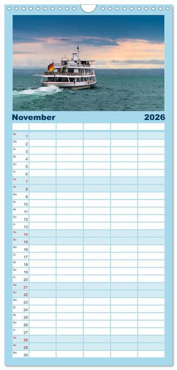 Produktbild: Familienplaner 2026 - Ansichten vom Bodensee mit 5 Spalten (Wandkalender, 21 x 45 cm) CALVENDO