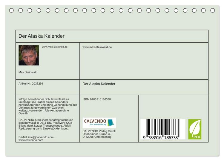 Produktbild: Der Alaska Kalender (Tischkalender 2026 DIN A5 quer), CALVENDO Monatskalender
