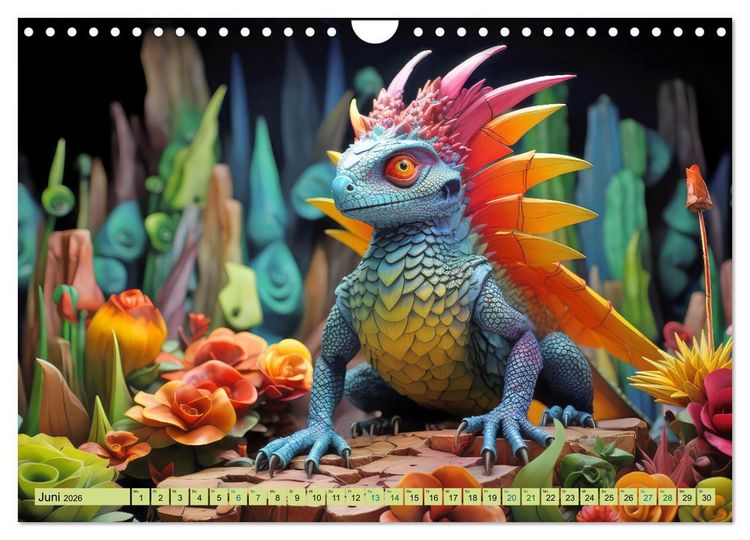 Produktbild: Farbenfrohe Fantasiedrachen (Wandkalender 2026 DIN A4 quer), CALVENDO Monatskalender