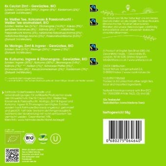 Produktbild: BIO Tee Kollektion "Caring Moments", Ayurveda Kr&auml;uter Tee Geschenk & Probierset, 4 Sorten, 32 Teebeutel
