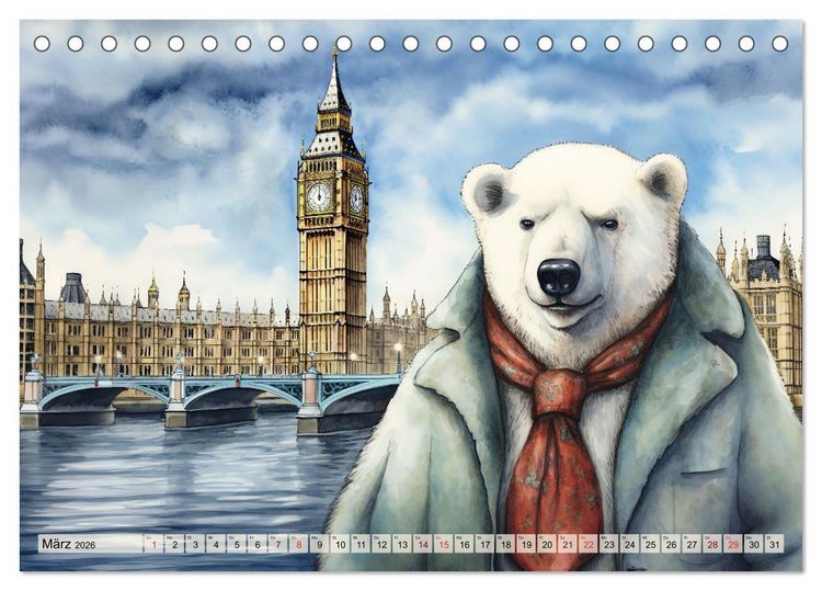 Produktbild: Eisb&auml;r Eik auf Europareise (Tischkalender 2026 DIN A5 quer), CALVENDO Monatskalender