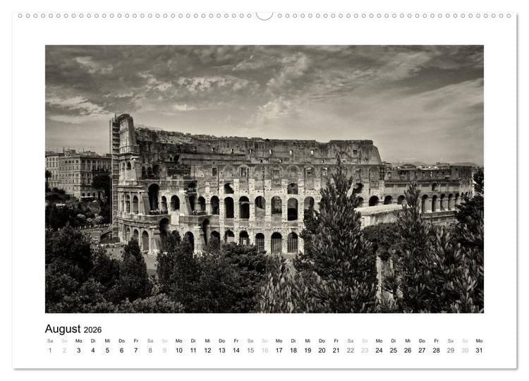 Produktbild: Rom in schwarz - weiss (Wandkalender 2026 DIN A2 quer), CALVENDO Monatskalender