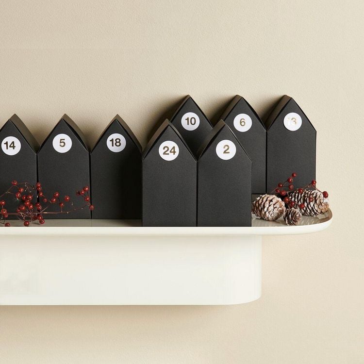 Produktbild: Adventskalender Papph&auml;user, 24 Stk., 15x7,5x7,5cm, MIX