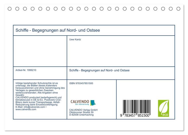 Produktbild: Schiffe - Begegnungen auf Nord- und Ostsee (Tischkalender 2026 DIN A5 quer), CALVENDO Monatskalender