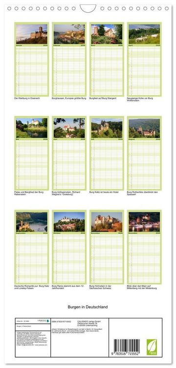 Produktbild: Familienplaner 2026 - Burgen in Deutschland mit 5 Spalten (Wandkalender, 21 x 45 cm) CALVENDO