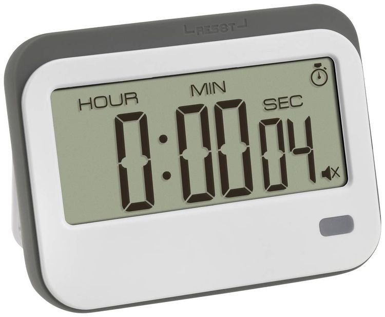 Produktbild: TFA Dostmann Digitaler Timer mit Stoppuhr und Wecker Timer Wei&szlig;, Grau digital