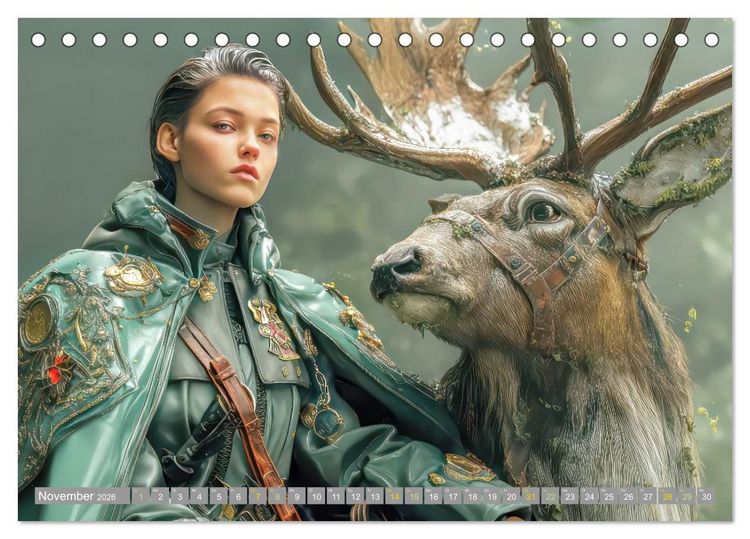 Produktbild: Frauen in beeindruckender Kleidermode - Mit Tieren (Tischkalender 2026 DIN A5 quer), CALVENDO Monatskalender