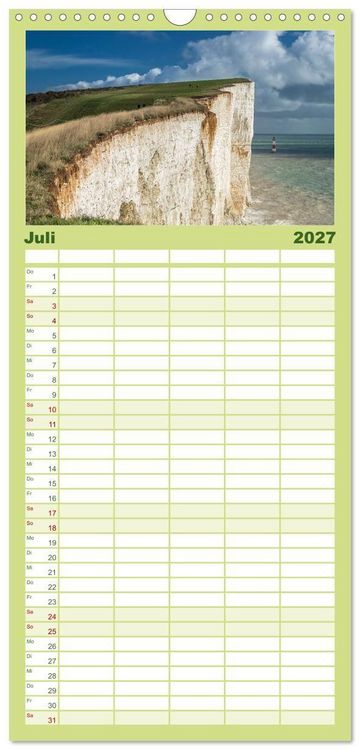 Produktbild: Familienplaner 2027 - Seven Sisters - Gro&szlig;britanniens h&ouml;chste Kreidefelsen mit 5 Spalten (Wandkalender, 21 x 45 cm) CALVENDO