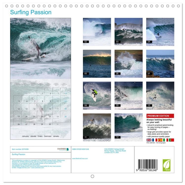 Produktbild: Surfing Passion (Wall Calendar 2026 12 &times; 12 Inch) CALVENDO 12 Month Wall Calendar