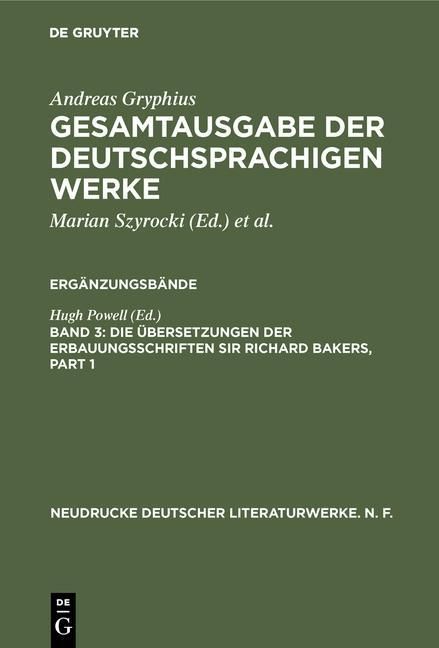 Produktbild: Die &Uuml;bersetzungen der Erbauungsschriften Sir Richard Bakers