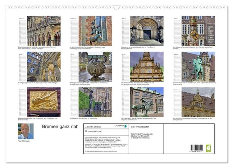 Produktbild: Bremen ganz nah (Wandkalender 2027 DIN A2 quer), CALVENDO Monatskalender
