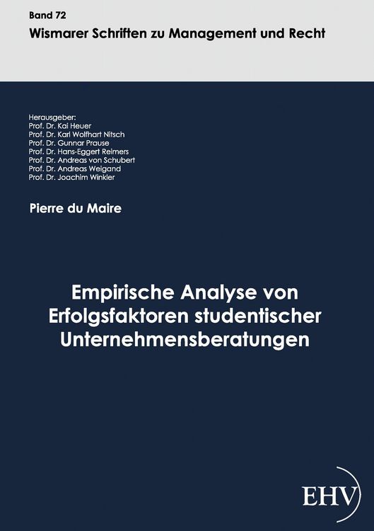 Produktbild: Empirische Analyse von Erfolgsfaktoren studentischer Unternehmensberatungen