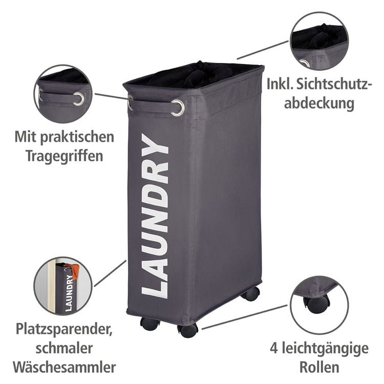 Produktbild: W&auml;schesammler Mod. Corno Grau, W&auml;schekorb, 43 l