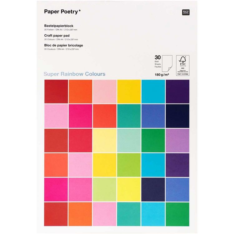 Produktbild: Bastelblock 180g, Super Rainbow Colours MIX