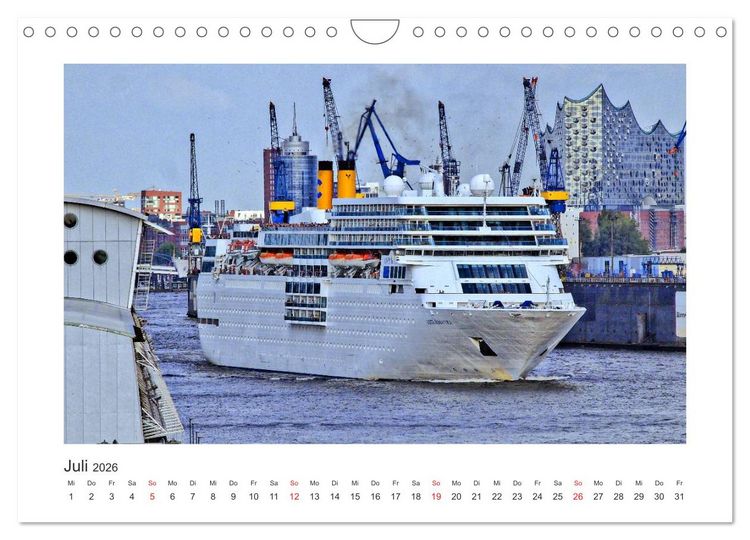 Produktbild: Kreuzfahrtschiffe Kurs Hamburg 2026 (Wandkalender 2026 DIN A4 quer), CALVENDO Monatskalender