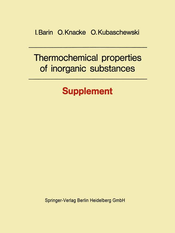 Produktbild: Thermochemical properties of inorganic substances