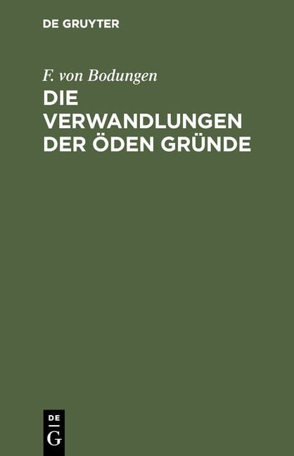 Produktbild: Die Verwandlungen der &ouml;den Gr&uuml;nde