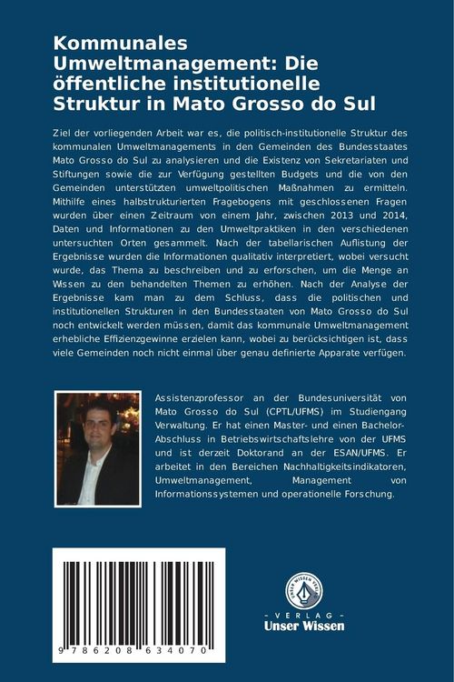 Produktbild: Kommunales Umweltmanagement: Die &ouml;ffentliche institutionelle Struktur in Mato Grosso do Sul