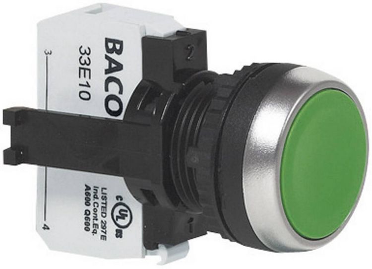Produktbild: BACO BAL21AA82B L21AA82B Drucktaster Frontring Kunststoff, verchromt Gr&uuml;n 1St.