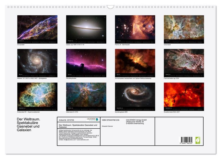 Produktbild: Der Weltraum. Spektakul&auml;re Gasnebel und Galaxien (Wandkalender 2026 DIN A2 quer), CALVENDO Monatskalender