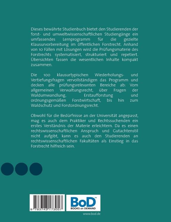 Produktbild: Nieders&auml;chsisches Forstrecht. Studienbuch f&uuml;r Anf&auml;nger