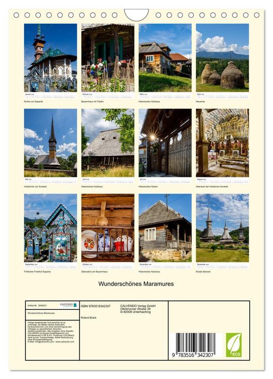 Produktbild: Wundersch&ouml;nes Maramures (Wandkalender 2026 DIN A4 hoch), CALVENDO Monatskalender