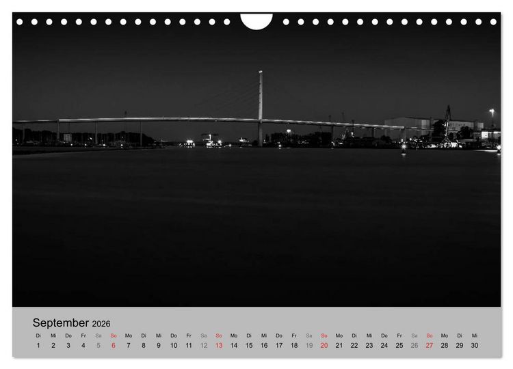Produktbild: Hansestadt Stralsund bei Nacht (mit GPS-Koordinaten) (Wandkalender 2026 DIN A4 quer), CALVENDO Monatskalender