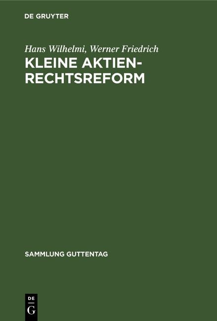 Produktbild: Kleine Aktienrechtsreform