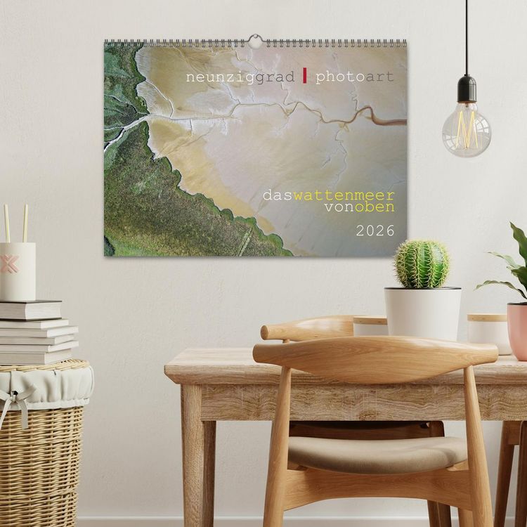 Produktbild: neunziggrad I photoart: das wattenmeer von oben (Wandkalender 2026 DIN A3 quer), CALVENDO Monatskalender