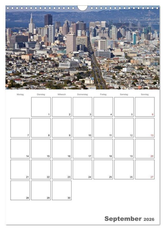 Produktbild: SAN FRANCISCO Terminplaner (Wandkalender 2026 DIN A3 hoch), CALVENDO Monatskalender