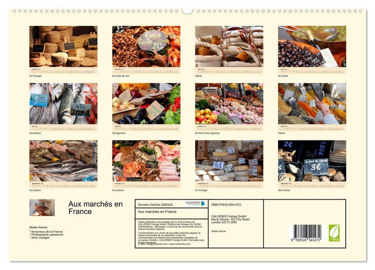Produktbild: Aux march&eacute;s en France (Calendrier mural 2026 DIN A2 vertical) calendrier de bureau