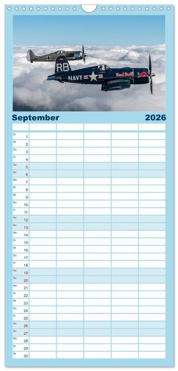 Produktbild: Familienplaner 2026 - Fliegende Legenden - Warbirds mit 5 Spalten (Wandkalender, 21 x 45 cm) CALVENDO