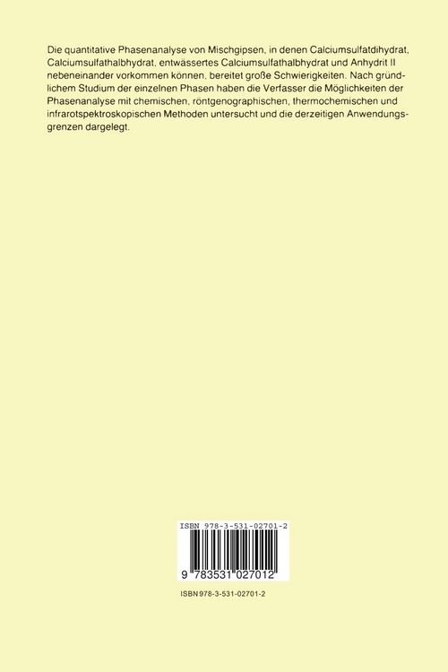 Produktbild: Beitrag zur quantitativen Phasenanalyse von Mischgipsen des Systems CaSO4 &mdash; H2O