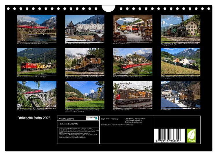 Produktbild: Rh&auml;tische Bahn 2026 (Wandkalender 2026 DIN A4 quer), CALVENDO Monatskalender