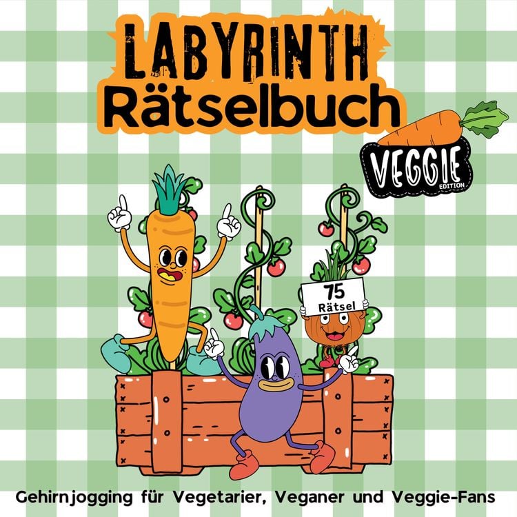 Produktbild: Labyrinth Rätselbuch Rätselblock für Erwachsene, Jugendliche - Geschenkidee für Veganer, Vegetarier und Veggie-Fans
