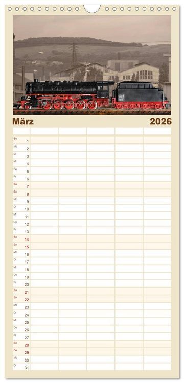 Produktbild: Familienplaner 2026 - Dampflokomotiven in Spur N mit 5 Spalten (Wandkalender, 21 x 45 cm) CALVENDO