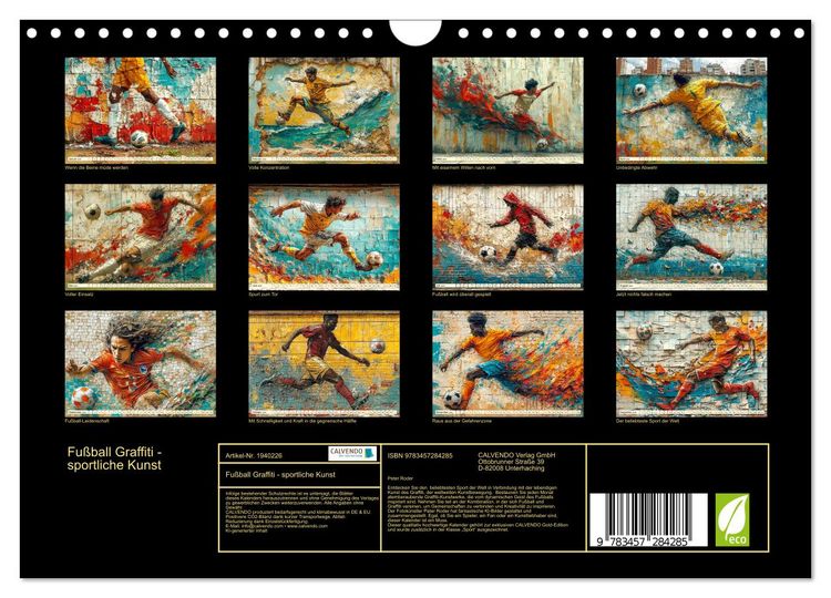 Produktbild: Fu&szlig;ball Graffiti - sportliche Kunst (Wandkalender 2026 DIN A4 quer), CALVENDO Monatskalender