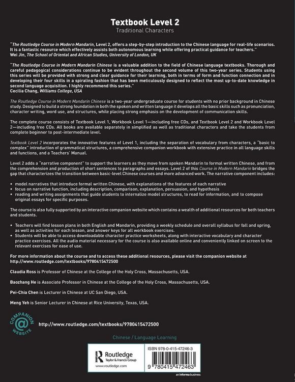 Produktbild: Routledge Course in Modern Mandarin Chinese Level 2 Traditional