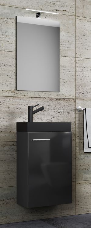 Produktbild: 3tlg Waschtisch Slito SP Toilette schmal Schwarz