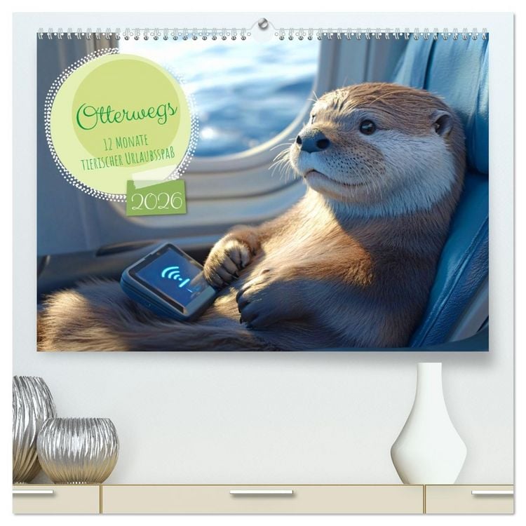 Produktbild: Otterwegs - 12 Monate tierischer Urlaubsspa&szlig; (hochwertiger Premium Wandkalender 2026 DIN A2 quer), Kunstdruck in Hochglanz